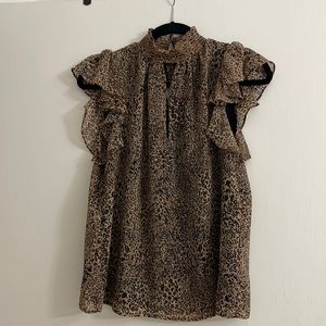 High neck cheetah print top size s